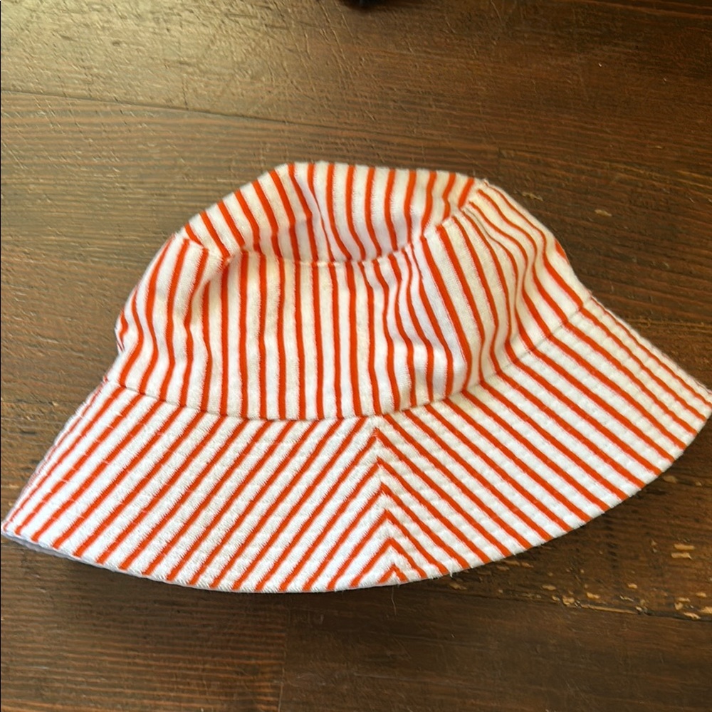 Orange and White Striped terry cloth Bucket Hat